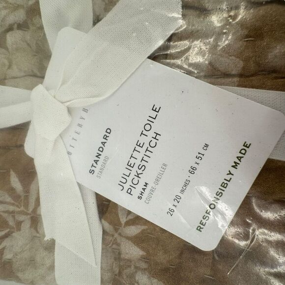 Pottery Barn Juliette Toile Pickstitch Standard Pillow Sham Harvest Gold 26 x 20 - Picture 3 of 5